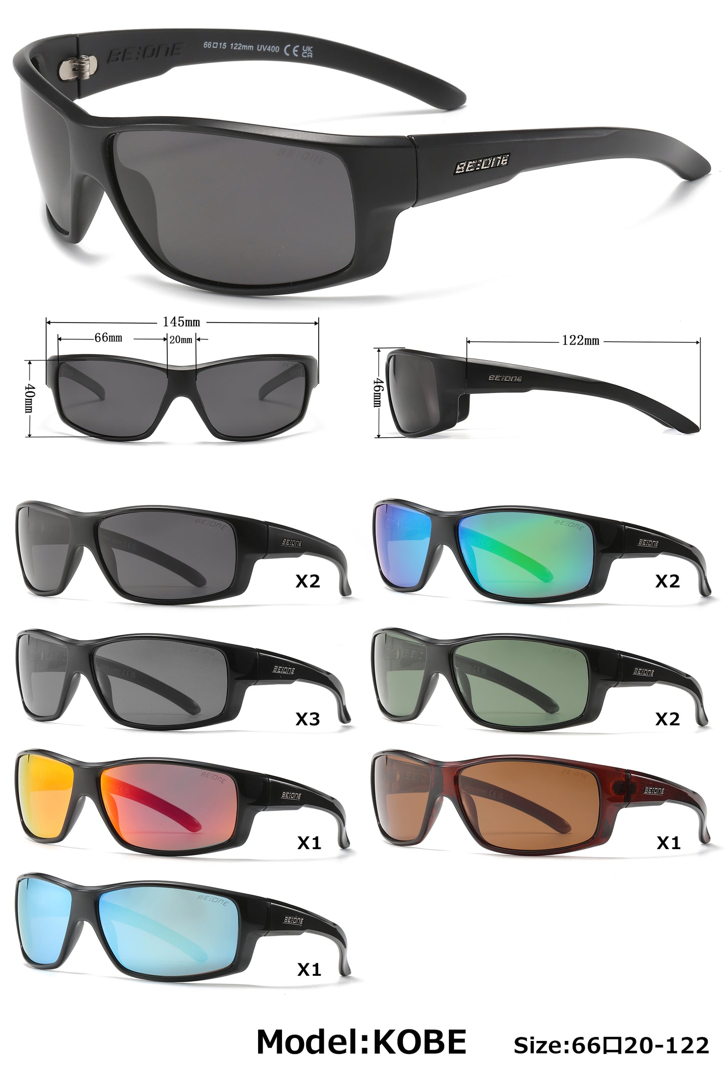 PL Kobe - Polarized Men Sport Wrap Around Plastic Sunglasses
