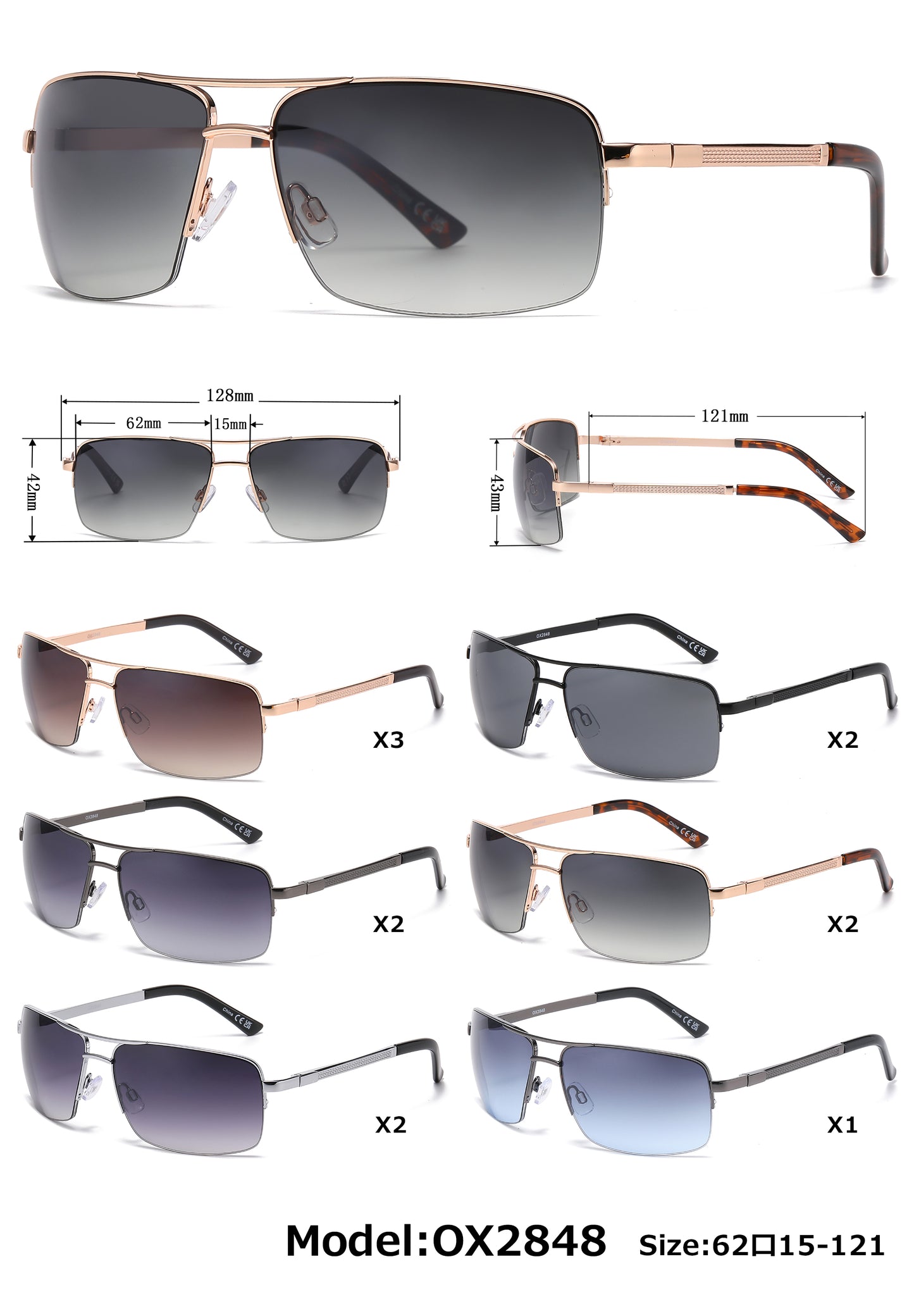 OX 2848 - Men's Metal Rectangular Sunglasses