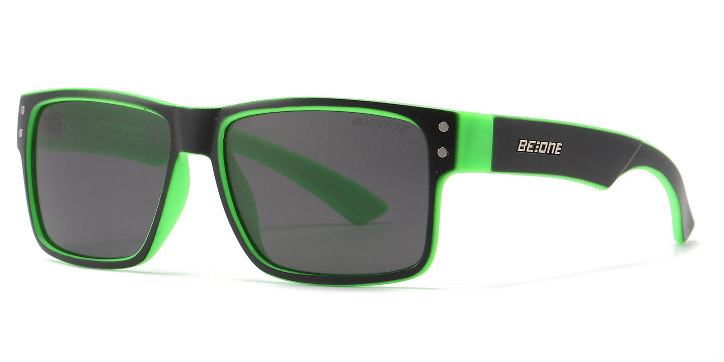 PL 3003 - Junior Rectangular Horn Rimmed Polarized Sunglasses with Studs