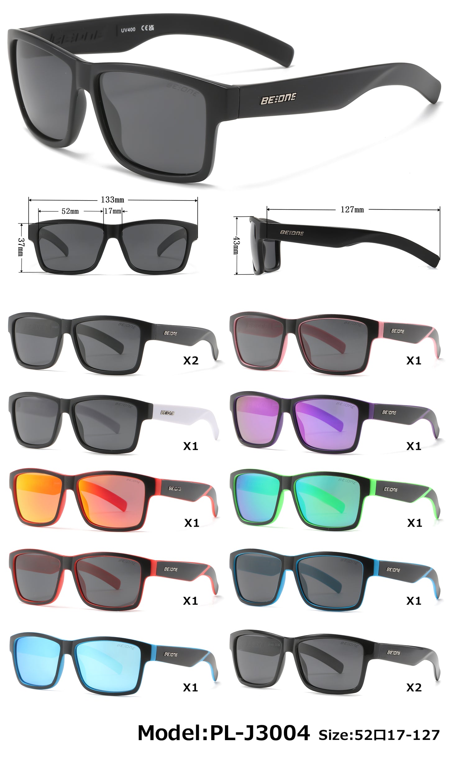 PL 3004 - Junior Classic Sports Horn Rimmed Polarized Sunglasses