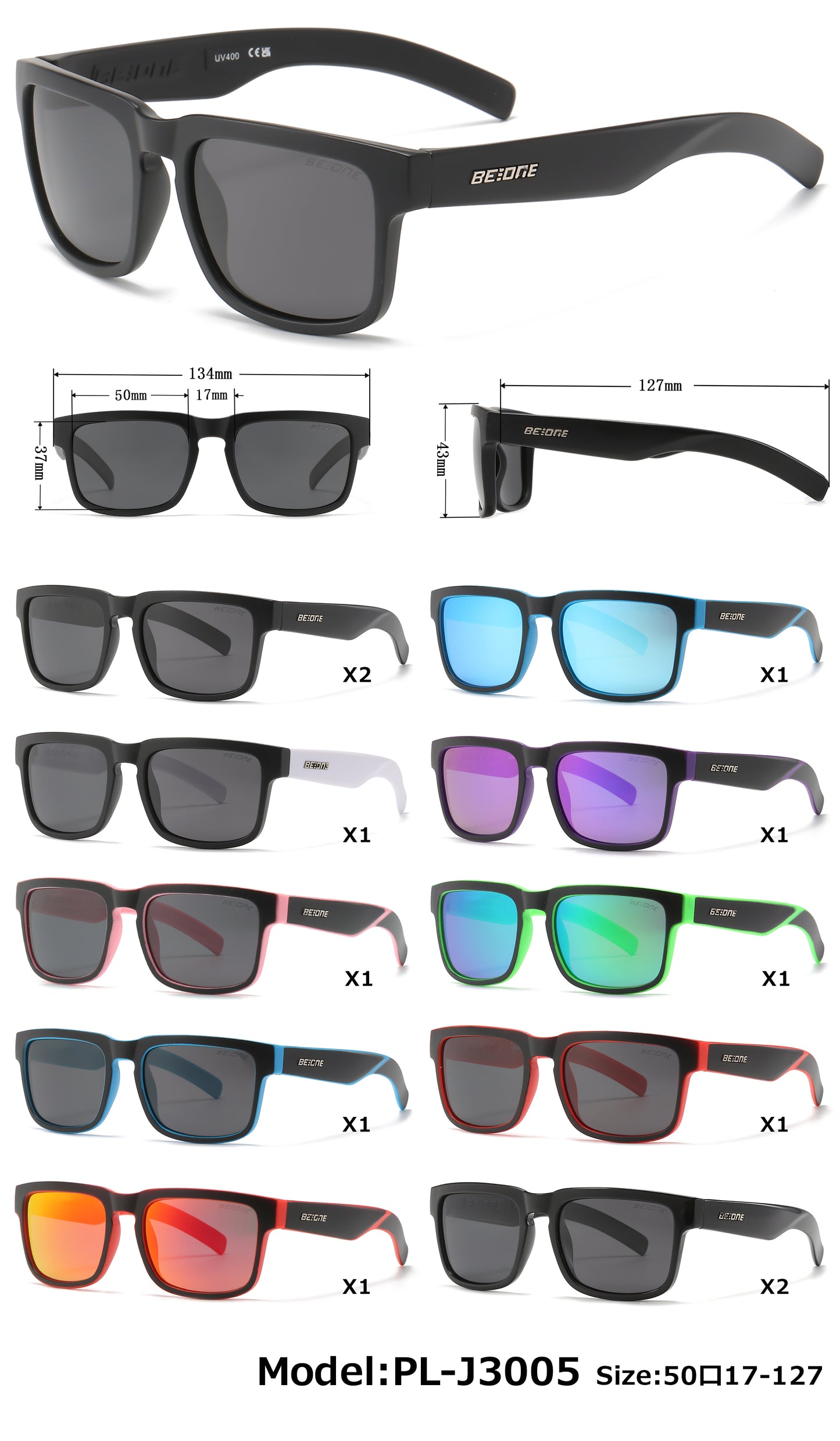 PL 3005 - Junior Square Flat Top Keyhole Polarized Sunglasses