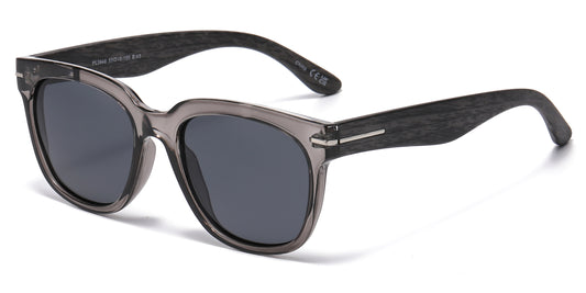 PL 3948 - Polarized Square Sunglasses with Faux Wood Temple