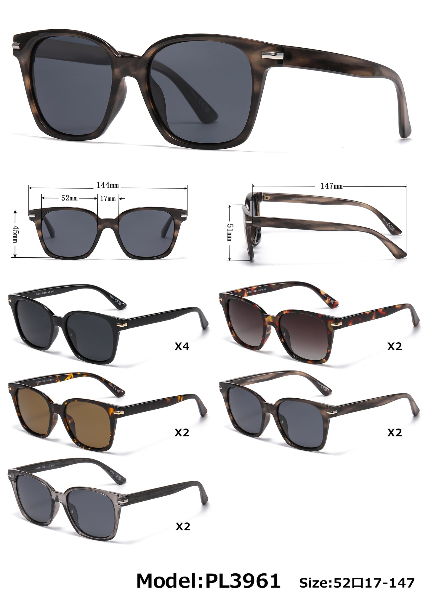 PL 3961 - Polarized Plastic Sunglasses