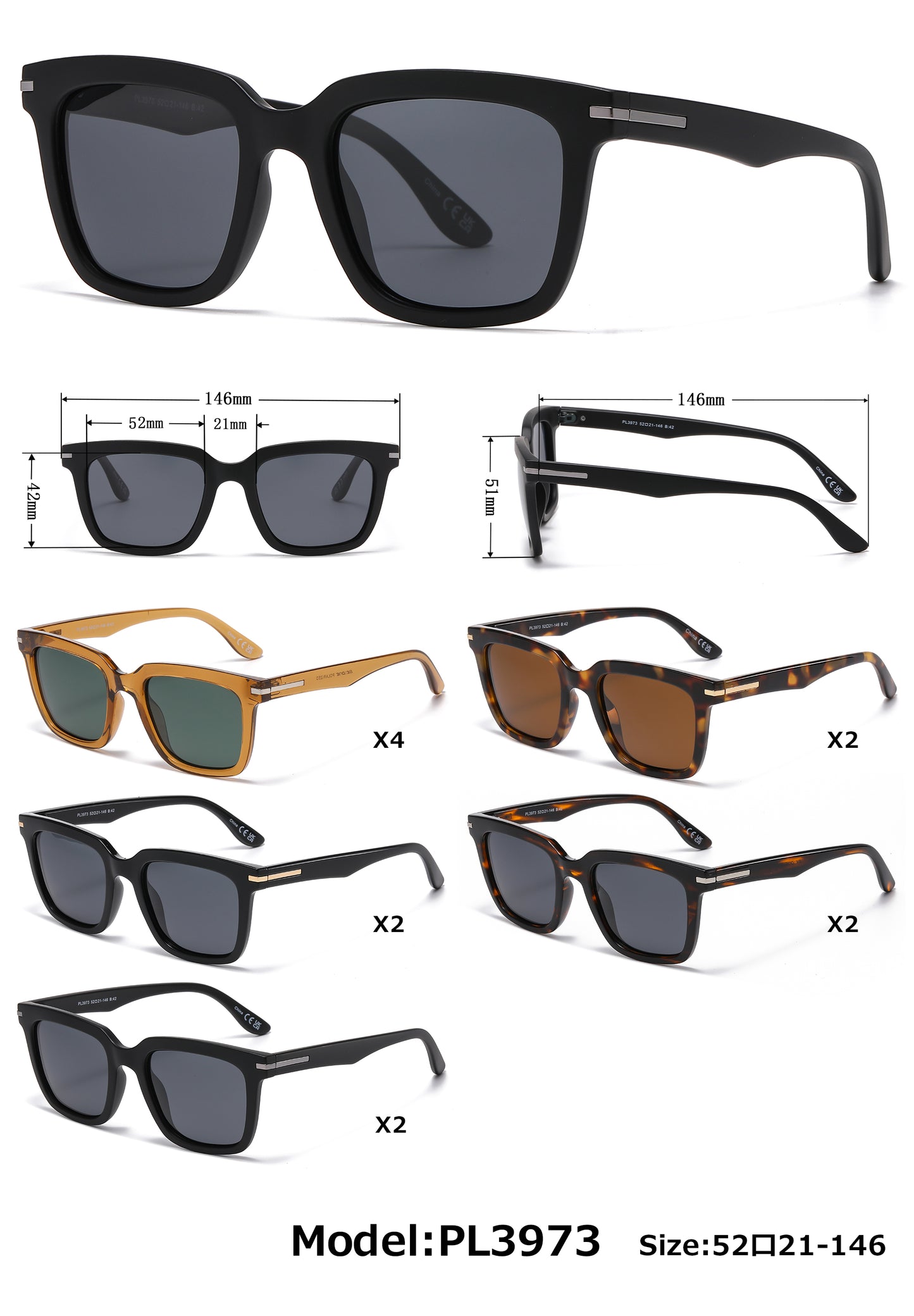 PL 3973 - Polarized Lens Plastic Sunglasses