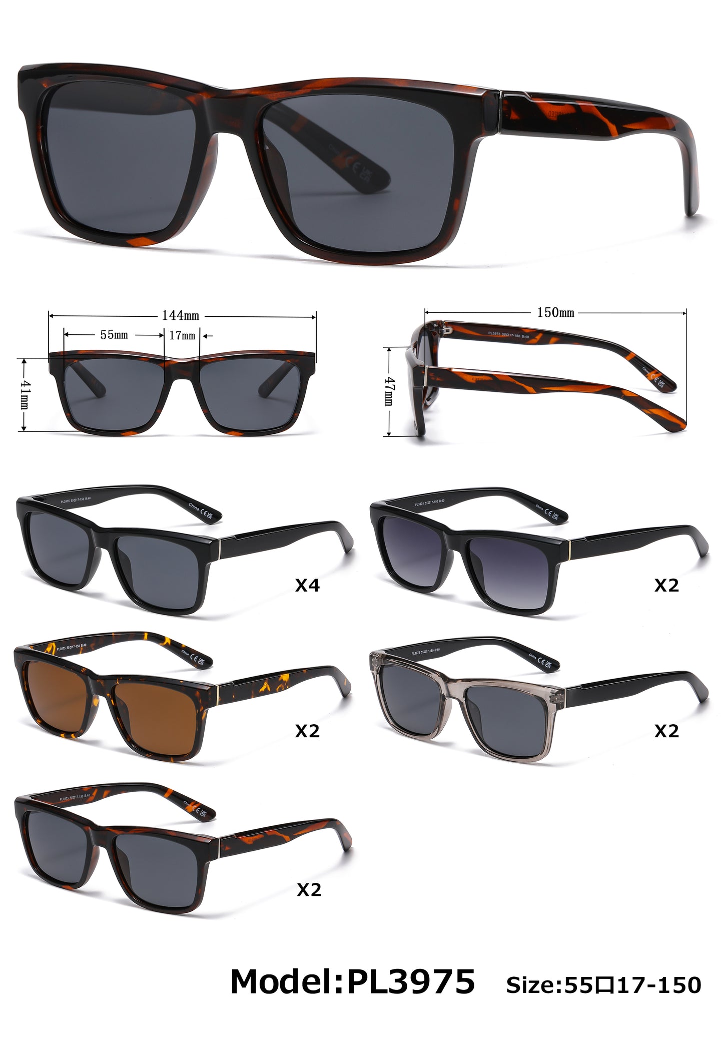 PL 3975 - Polarized Plastic Sunglasses
