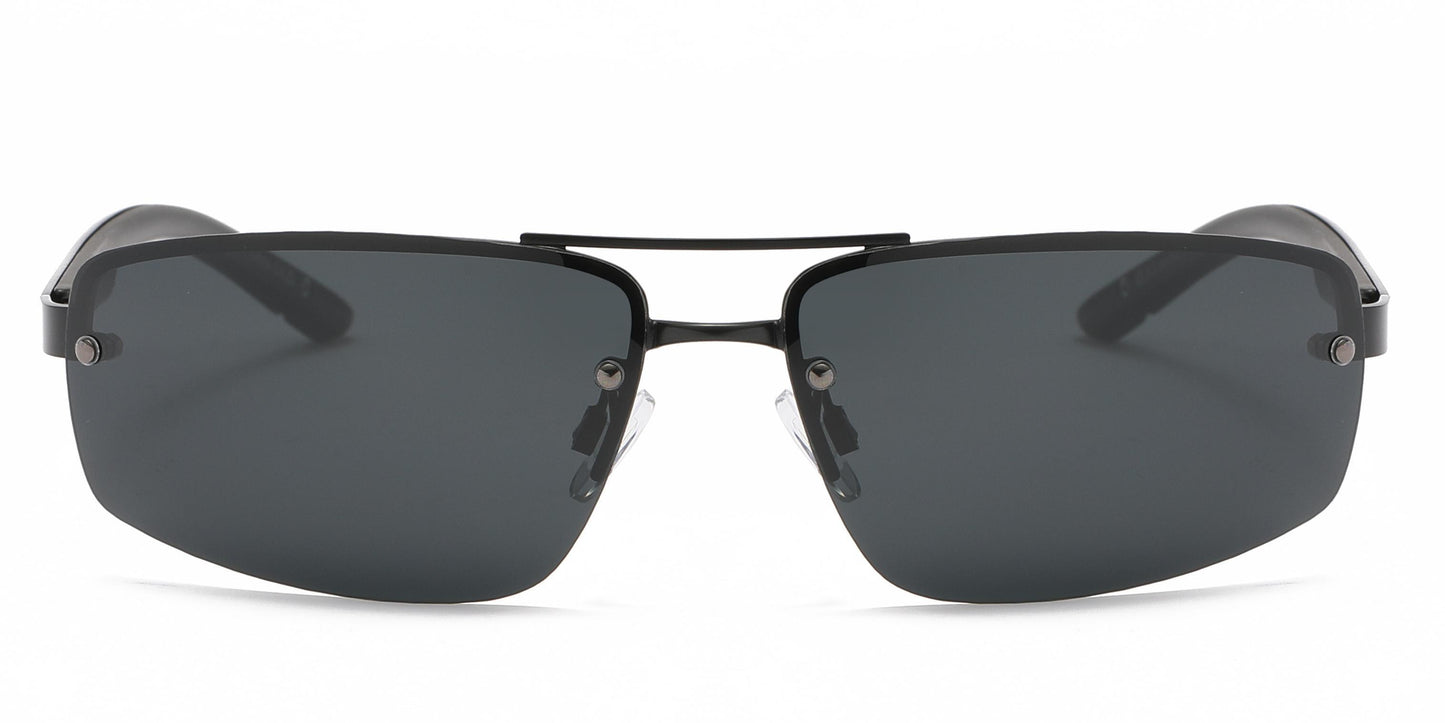 PL 3976 - Polarized Men Half Rim Rectangular Sport Metal Sunglasses