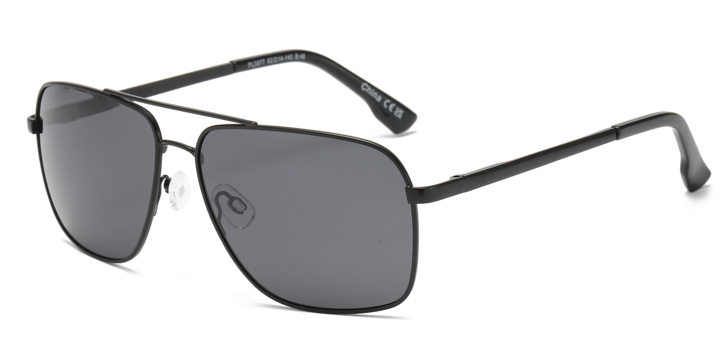 PL 3977 - Polarized Square Aviator Metal Sunglasses