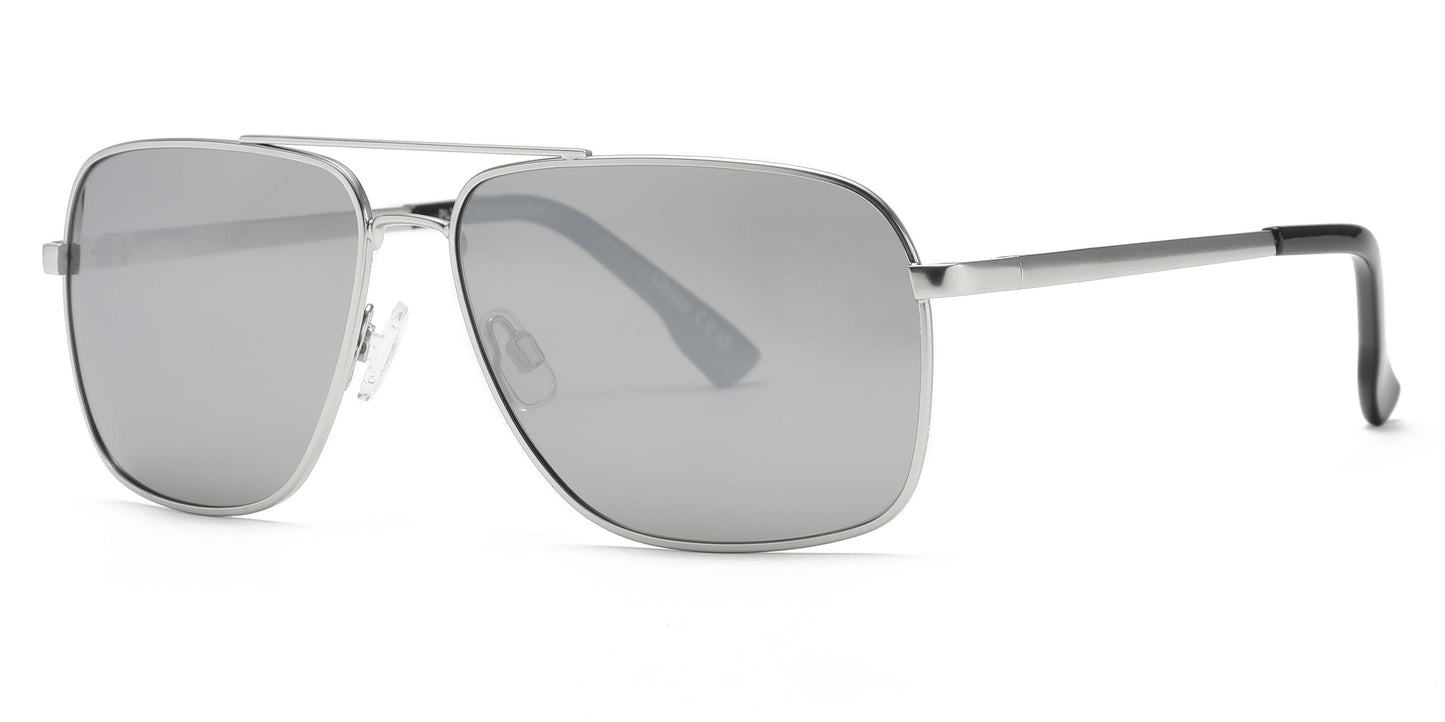 PL 3977 - Polarized Square Aviator Metal Sunglasses