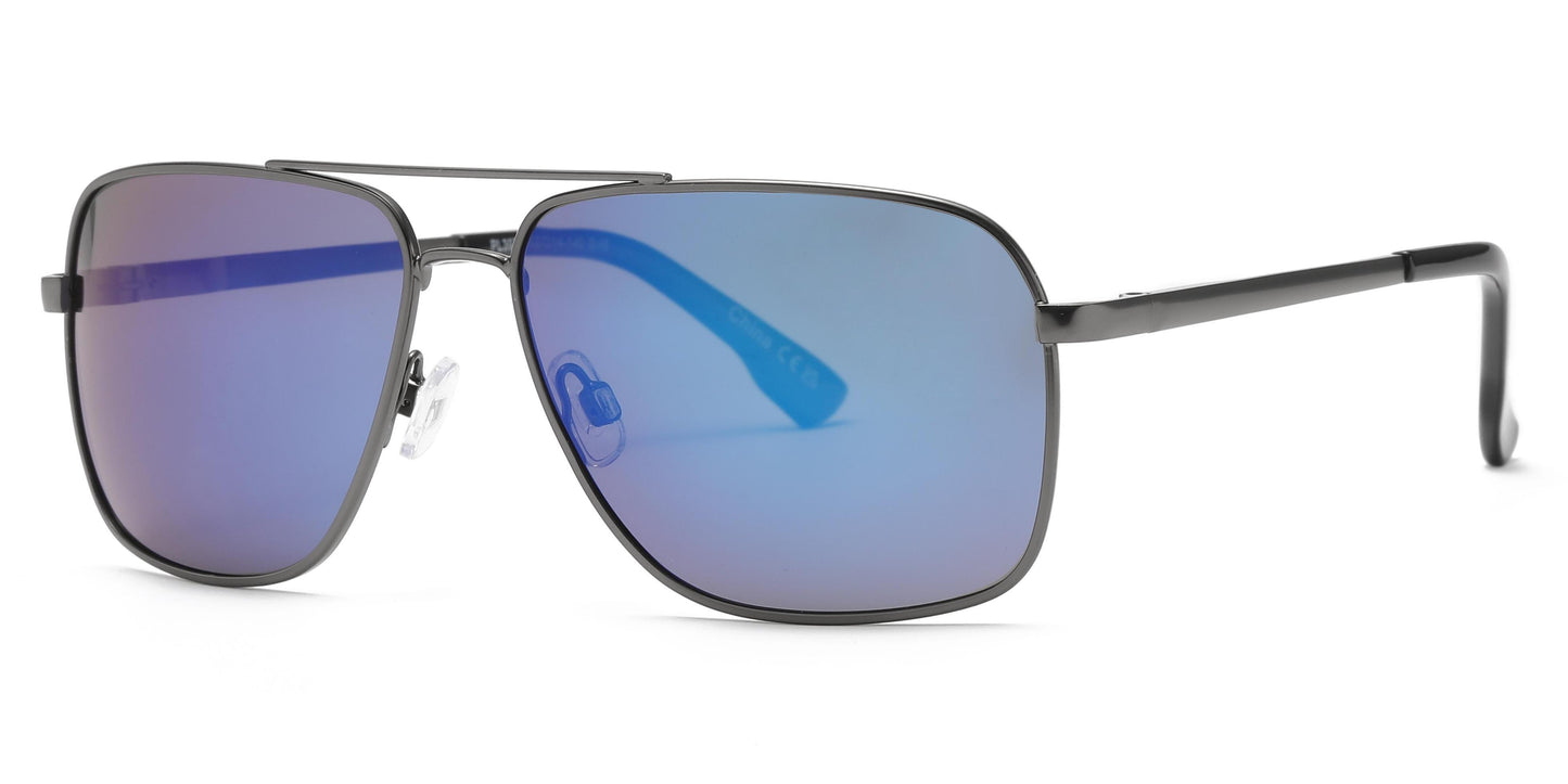 PL 3977 - Polarized Square Aviator Metal Sunglasses