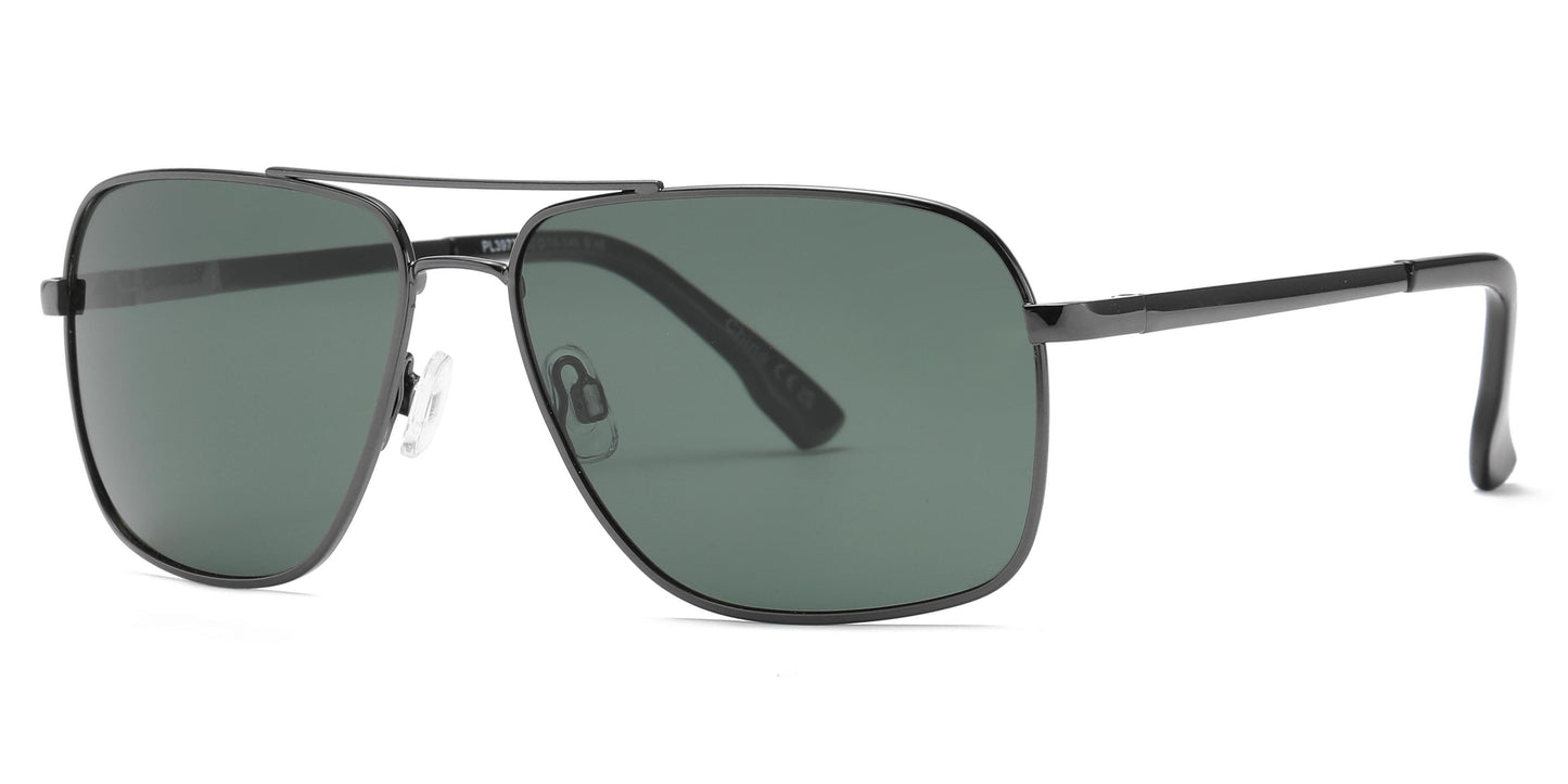 PL 3977 - Polarized Square Aviator Metal Sunglasses