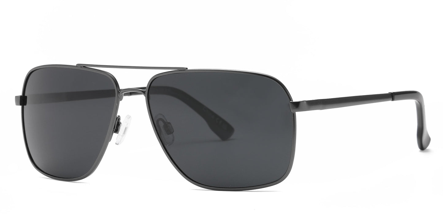 PL 3977 - Polarized Square Aviator Metal Sunglasses