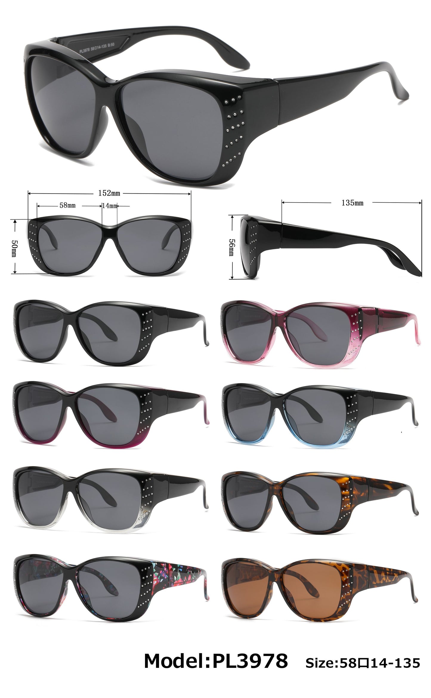 PL 3978 - Cover Over Polarized Plastic Sunglasses