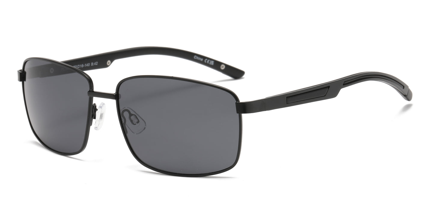 PL 3979 - Polarized Men Rectangular Metal Sunglasses