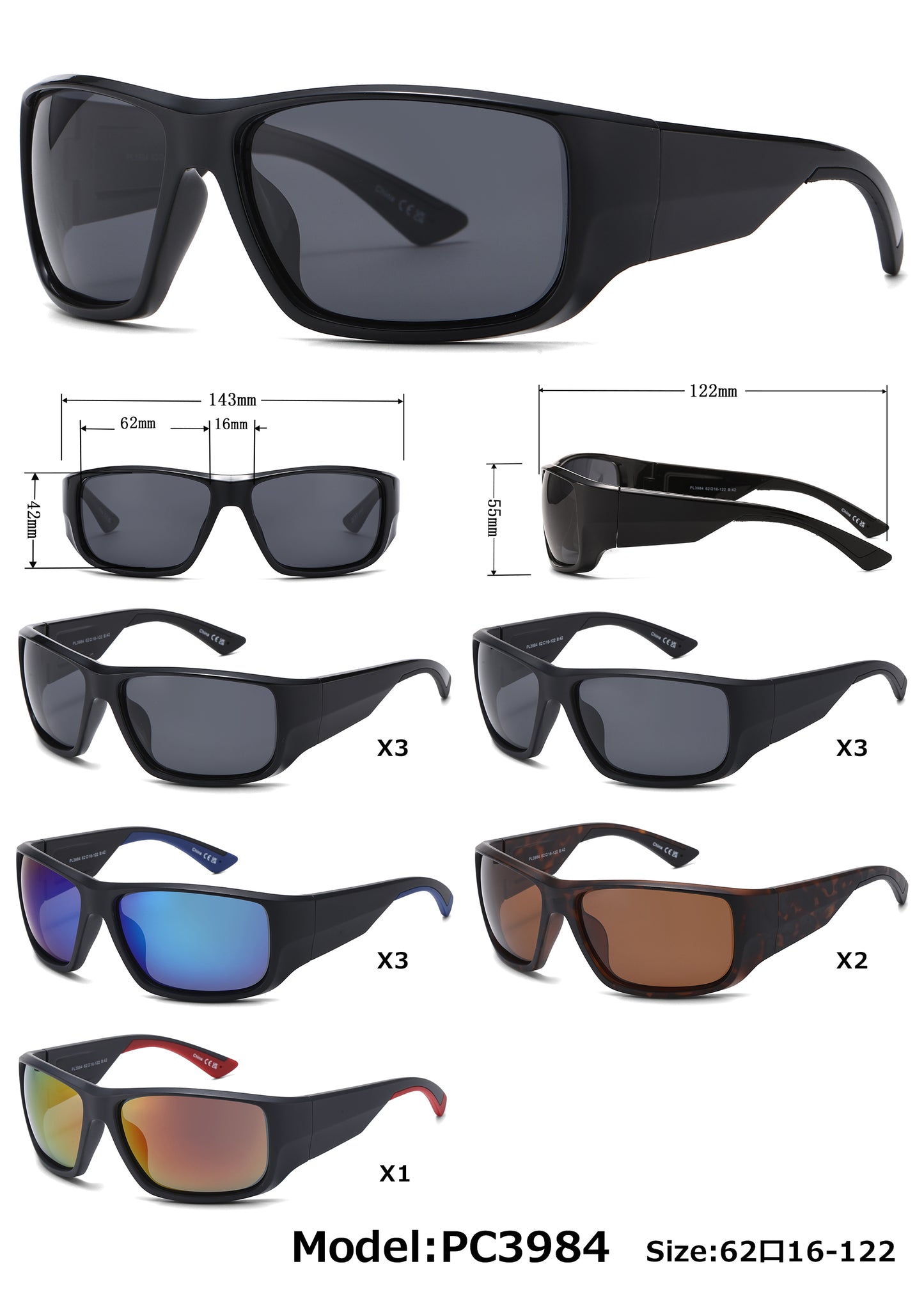 PL 3984 - Men Plastic Sport Polarized Sunglasses