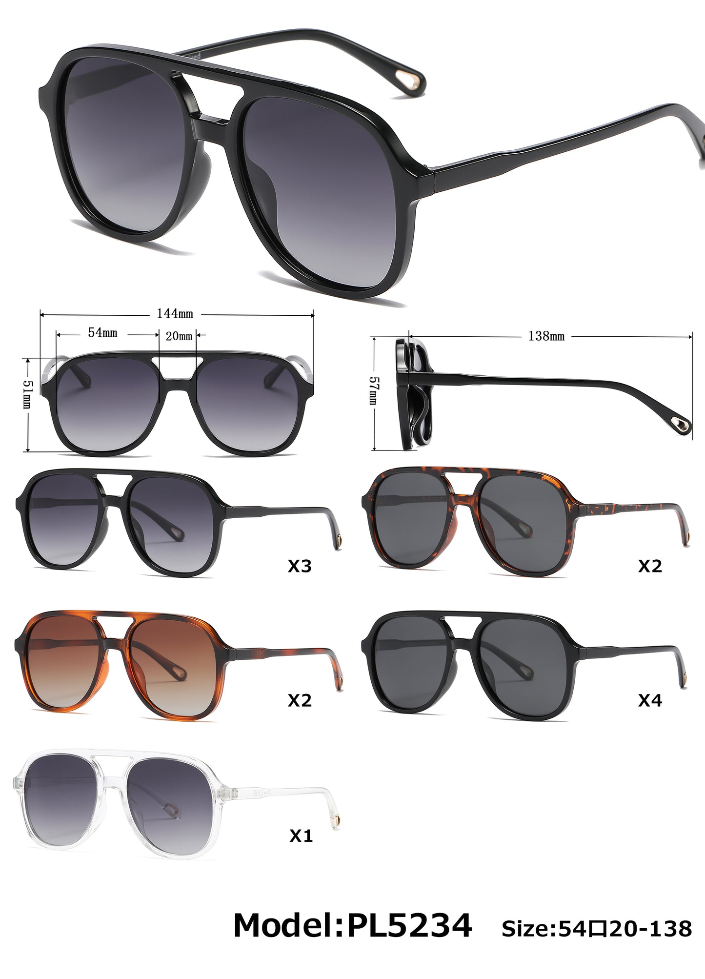 PL 5234 - Polarized Plastic Flat Top Sunglasses