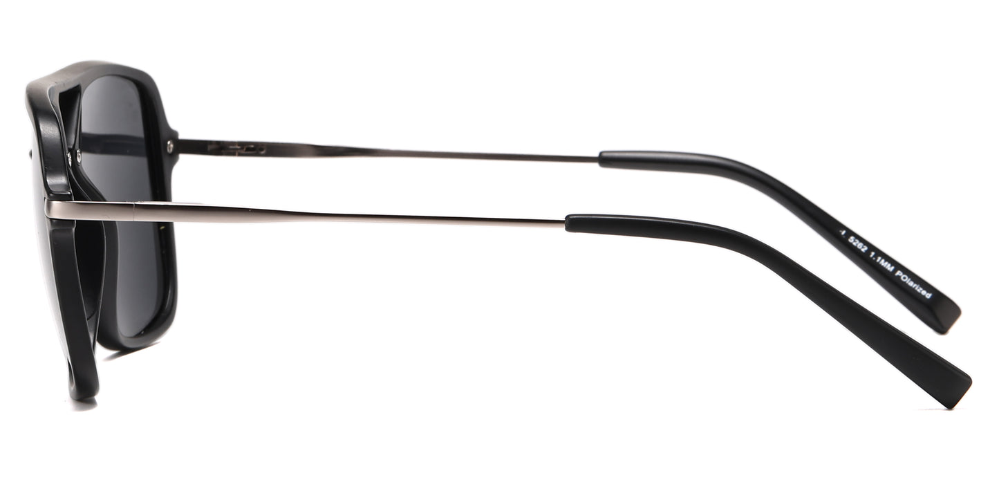 PL 5262 - Polarized Square Aviator Plastic Sunglasses