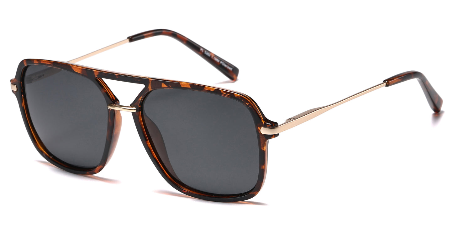 PL 5262 - Polarized Square Aviator Plastic Sunglasses