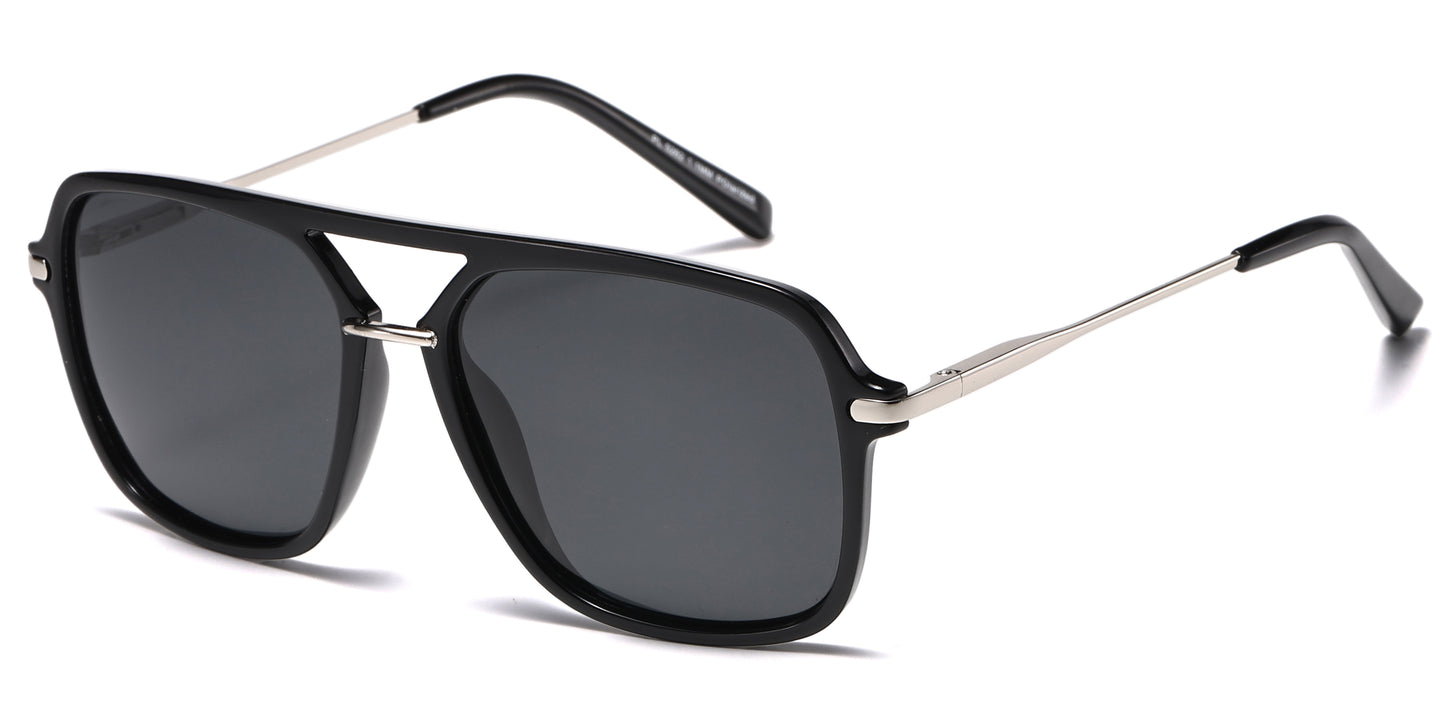 PL 5262 - Polarized Square Aviator Plastic Sunglasses