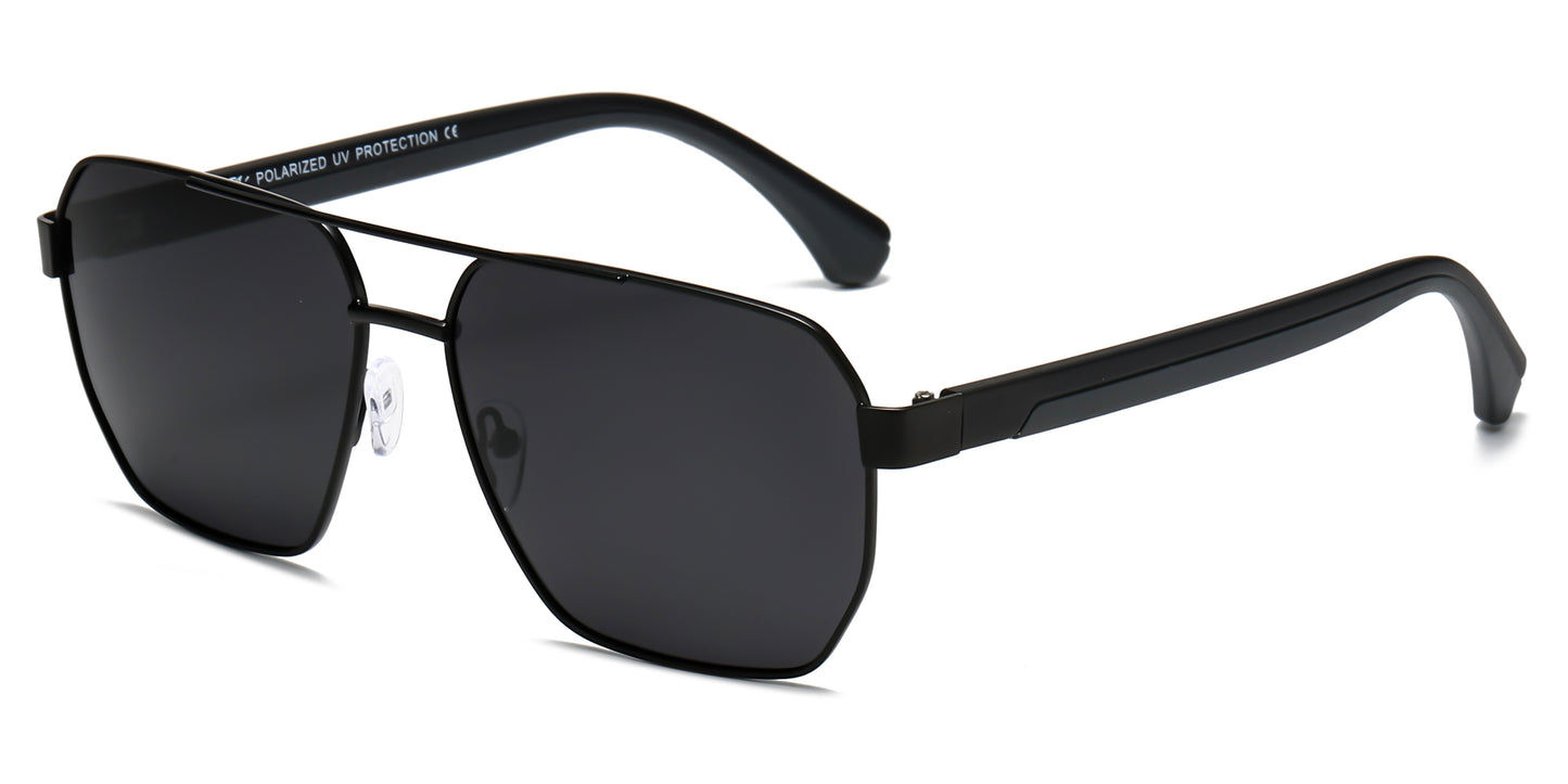 PL 5318 - Polarized Square Aviator Metal Sunglasses