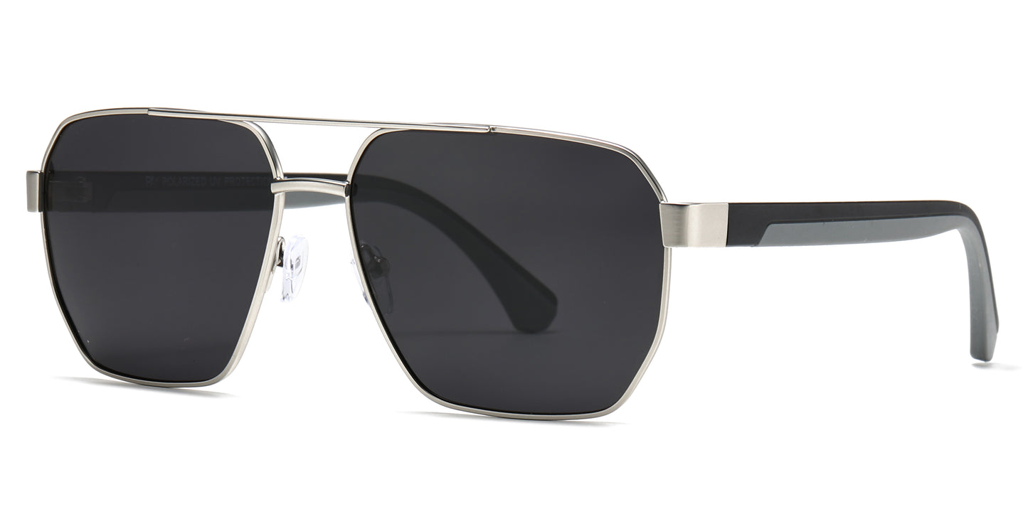 PL 5318 - Polarized Square Aviator Metal Sunglasses