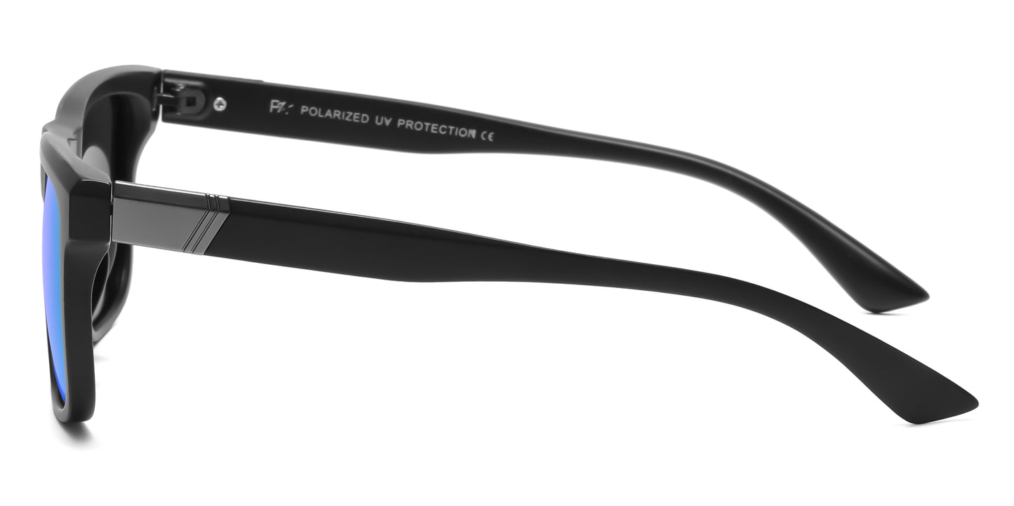 PL 5319 - Rectangular Men Sport Polarized Plastic Sunglasses with Color Mirror Lens