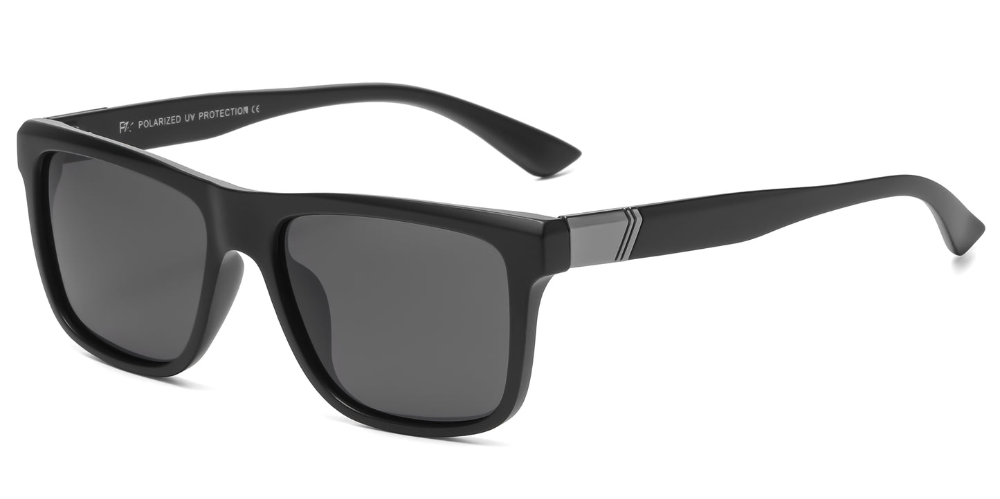 PL 5319 - Rectangular Men Sport Polarized Plastic Sunglasses with Color Mirror Lens