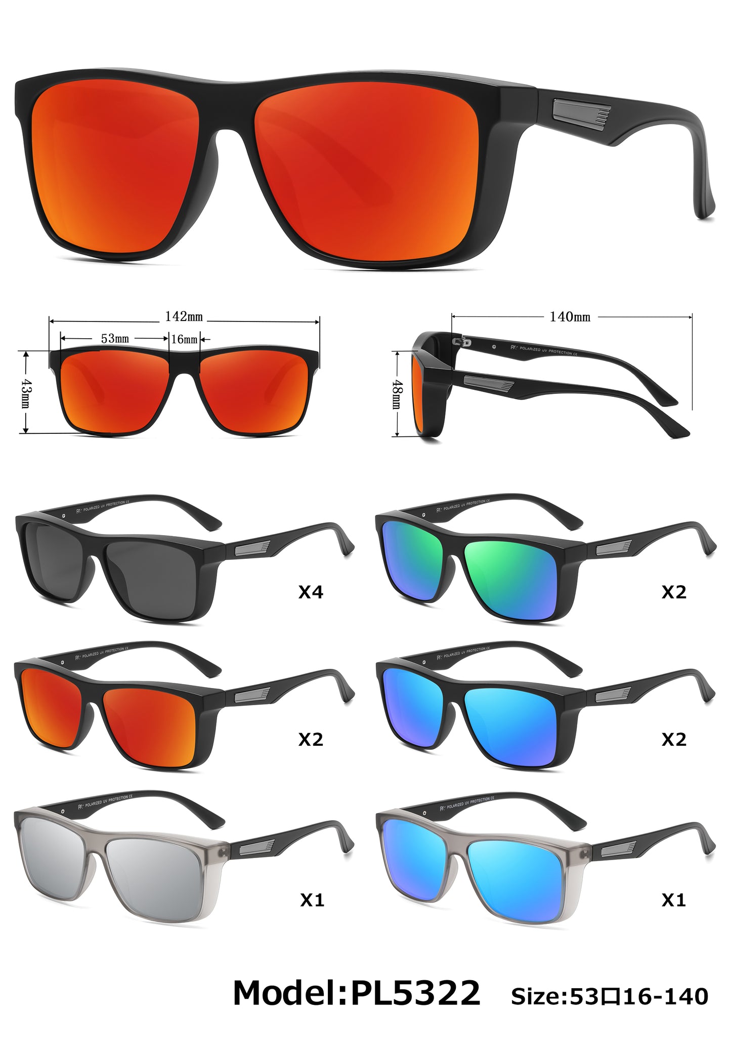 PL 5322 - Polarized Men Sport Plastic Sunglasses