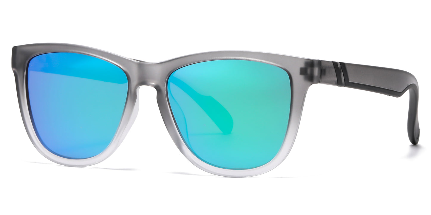 PL 6852 - Classic Polarized Sport with Color Mirror Lens Plastic Sunglasses