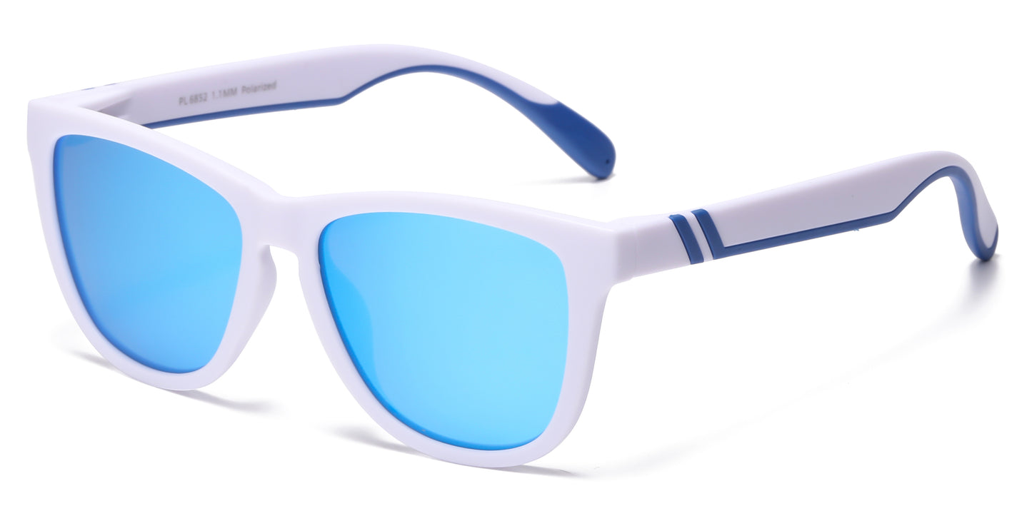 PL 6852 - Classic Polarized Sport with Color Mirror Lens Plastic Sunglasses