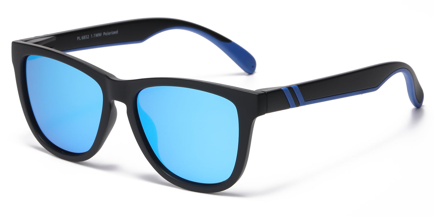PL 6852 - Classic Polarized Sport with Color Mirror Lens Plastic Sunglasses