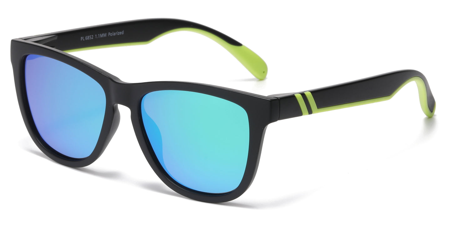 PL 6852 - Classic Polarized Sport with Color Mirror Lens Plastic Sunglasses