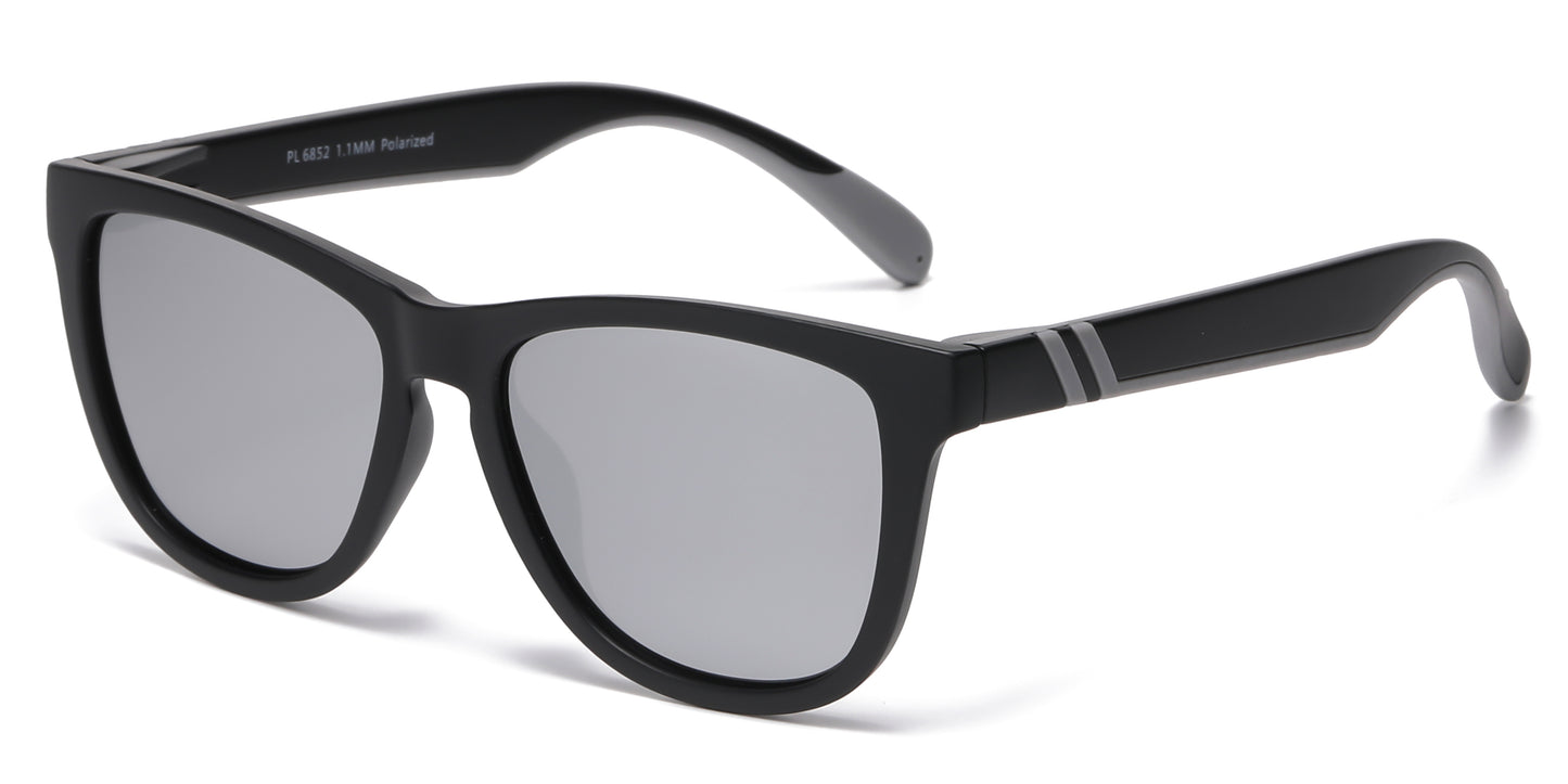 PL 6852 - Classic Polarized Sport with Color Mirror Lens Plastic Sunglasses