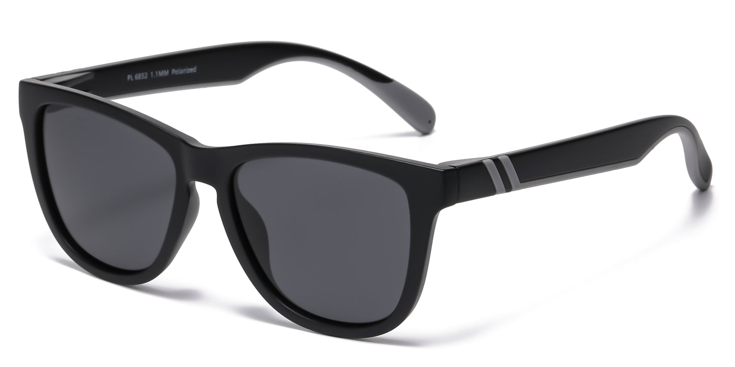 PL 6852 - Classic Polarized Sport with Color Mirror Lens Plastic Sunglasses