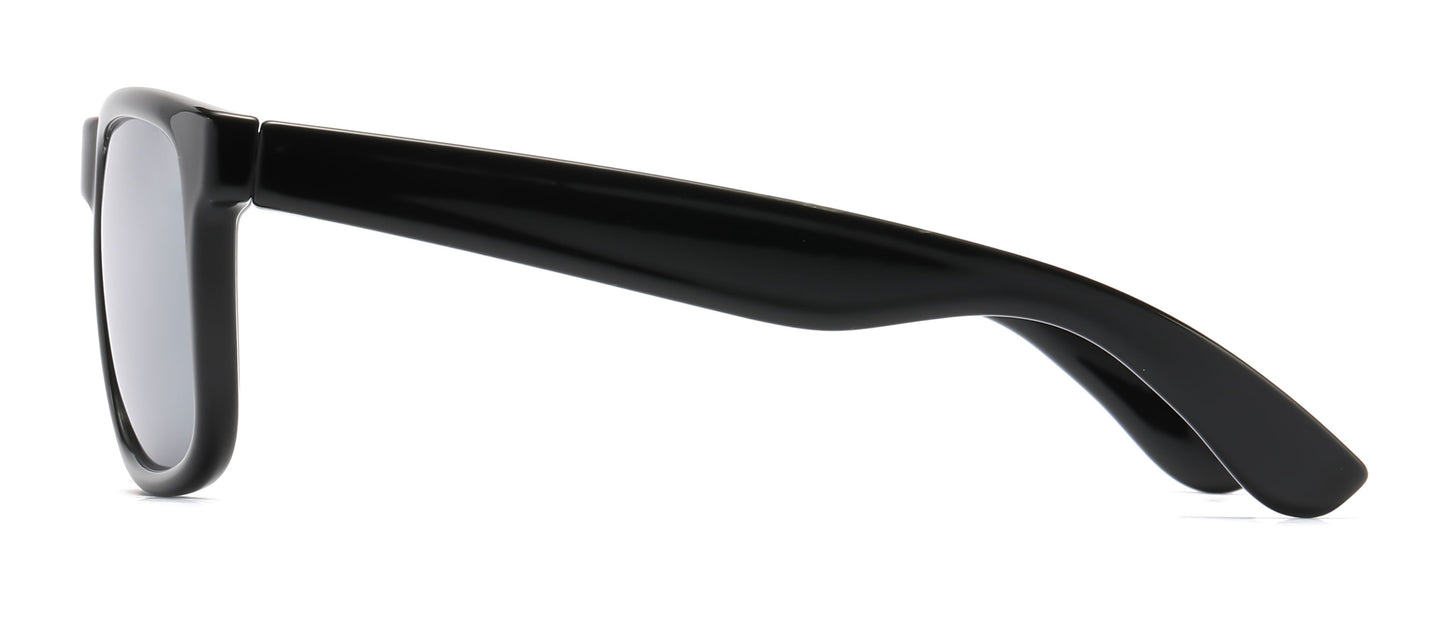 PL 7619 Shinny Black RVC - Classic Square Sports Plastic Polarized Sunglasses with Color Mirror Lens