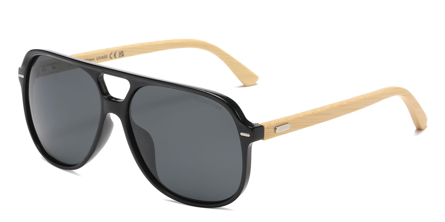 PL 8031 - Bamboo Polarized Flat Top Sunglasses