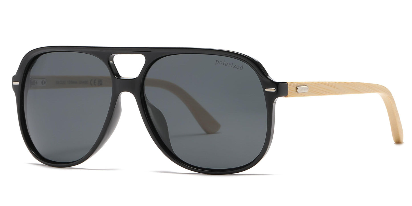 PL 8031 - Bamboo Polarized Flat Top Sunglasses