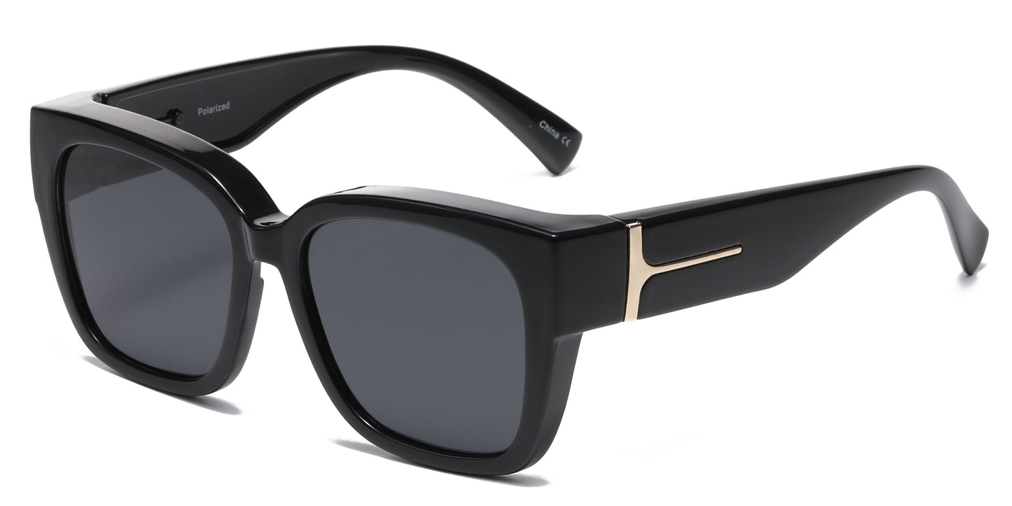 PL 8142 - Cover Over Polarized Women Square Plastic Sunglasses