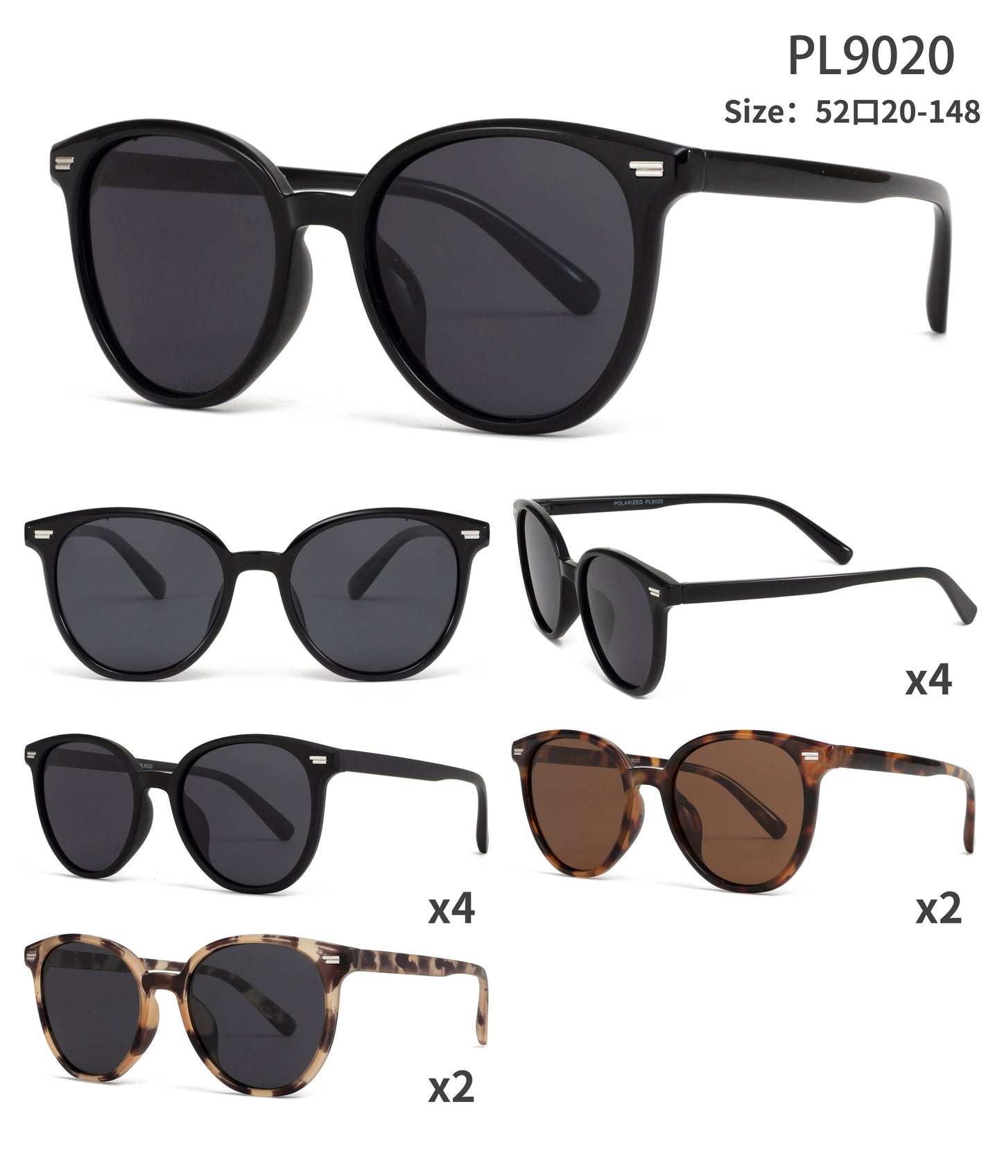 PL 9020 - Polarized Round Plastic Sunglasses