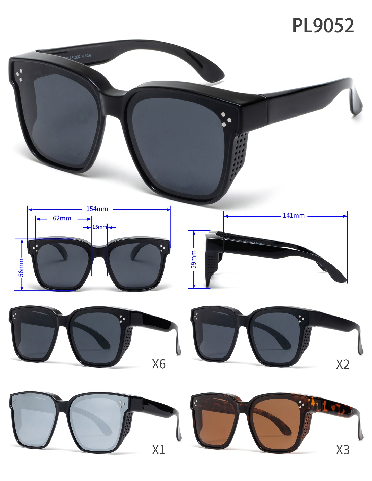 PL 9052 - Cover Over Polarized Plastic Sunglasses