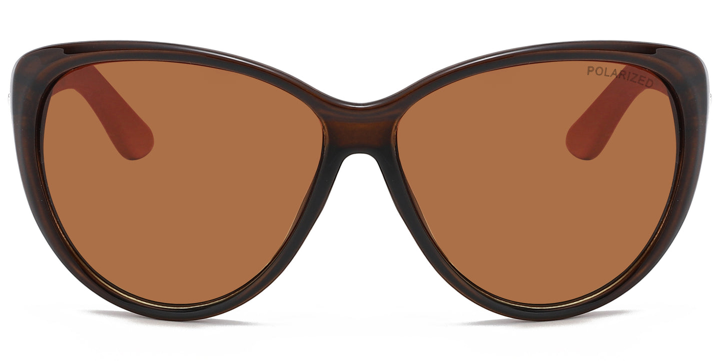 PL 8023 - Polarized Plastic Cat Eye Bamboo Sunglasses