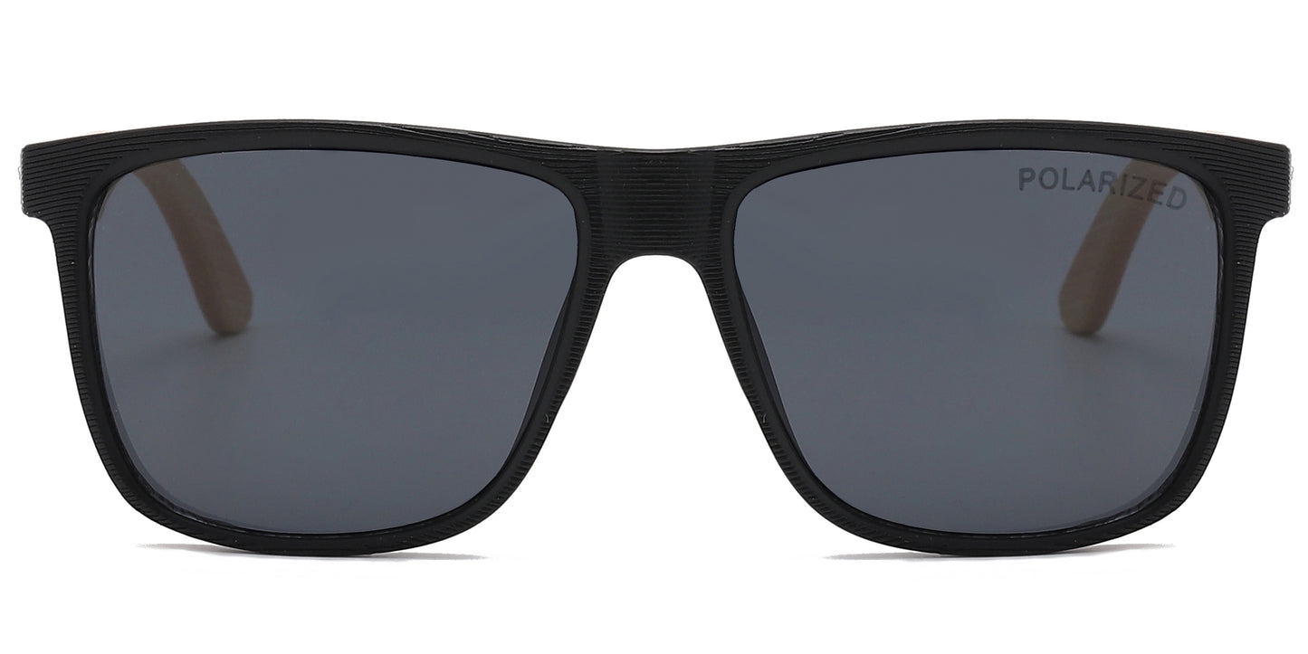 PL 8024 - Polarized Square Frame Bamboo Sunglasses