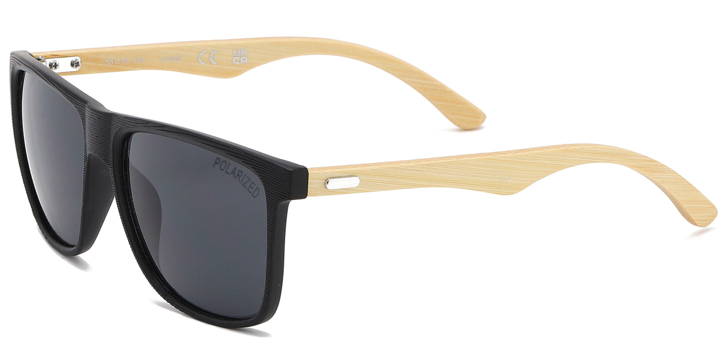 PL 8024 - Polarized Square Frame Bamboo Sunglasses
