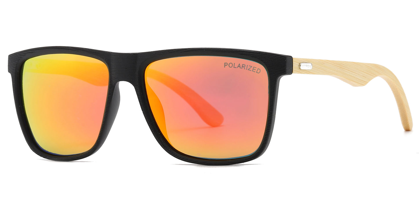 PL 8024 - Polarized Square Frame Bamboo Sunglasses