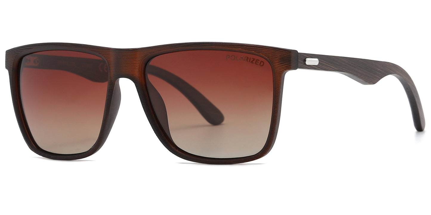 PL 8024 - Polarized Square Frame Bamboo Sunglasses