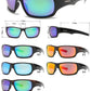 PL Rex RVC - Polarized Men Sport Wrap Around Color Mirror Lens Plastic Sunglasses