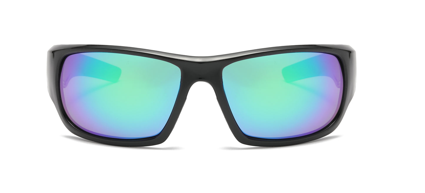 PL Rex RVC - Polarized Men Sport Wrap Around Color Mirror Lens Plastic Sunglasses