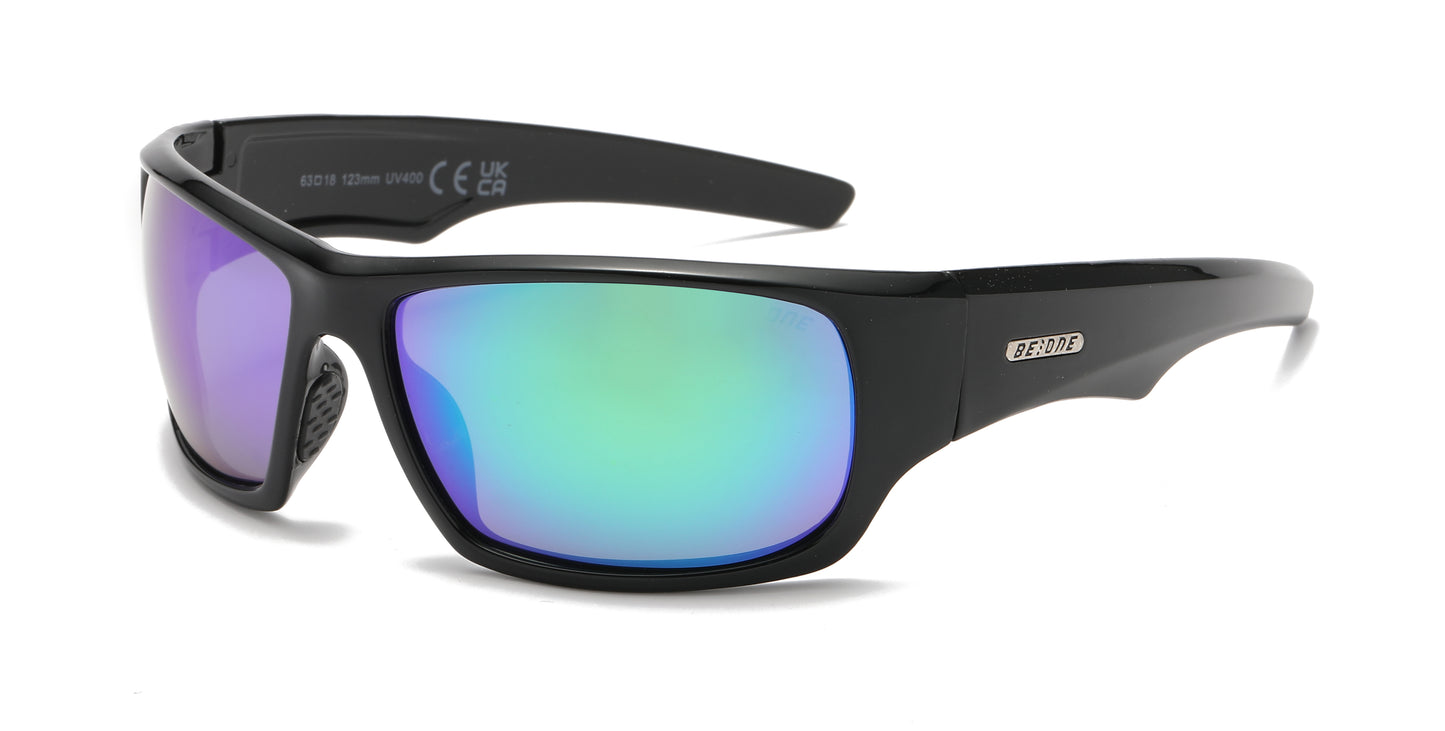 PL Rex RVC - Polarized Men Sport Wrap Around Color Mirror Lens Plastic Sunglasses