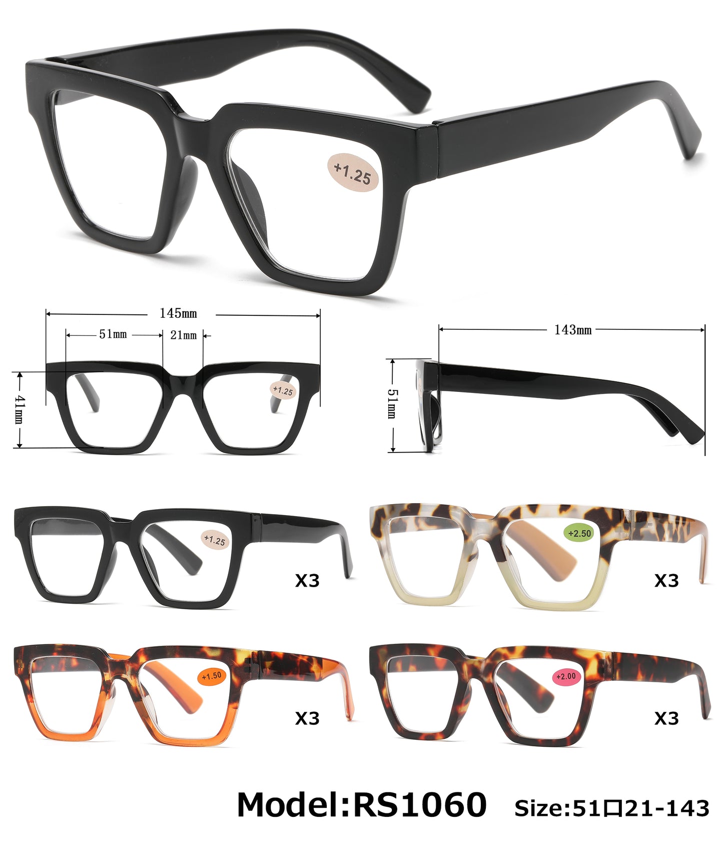 RS 1060 - Large Plastic Reading Glasses
