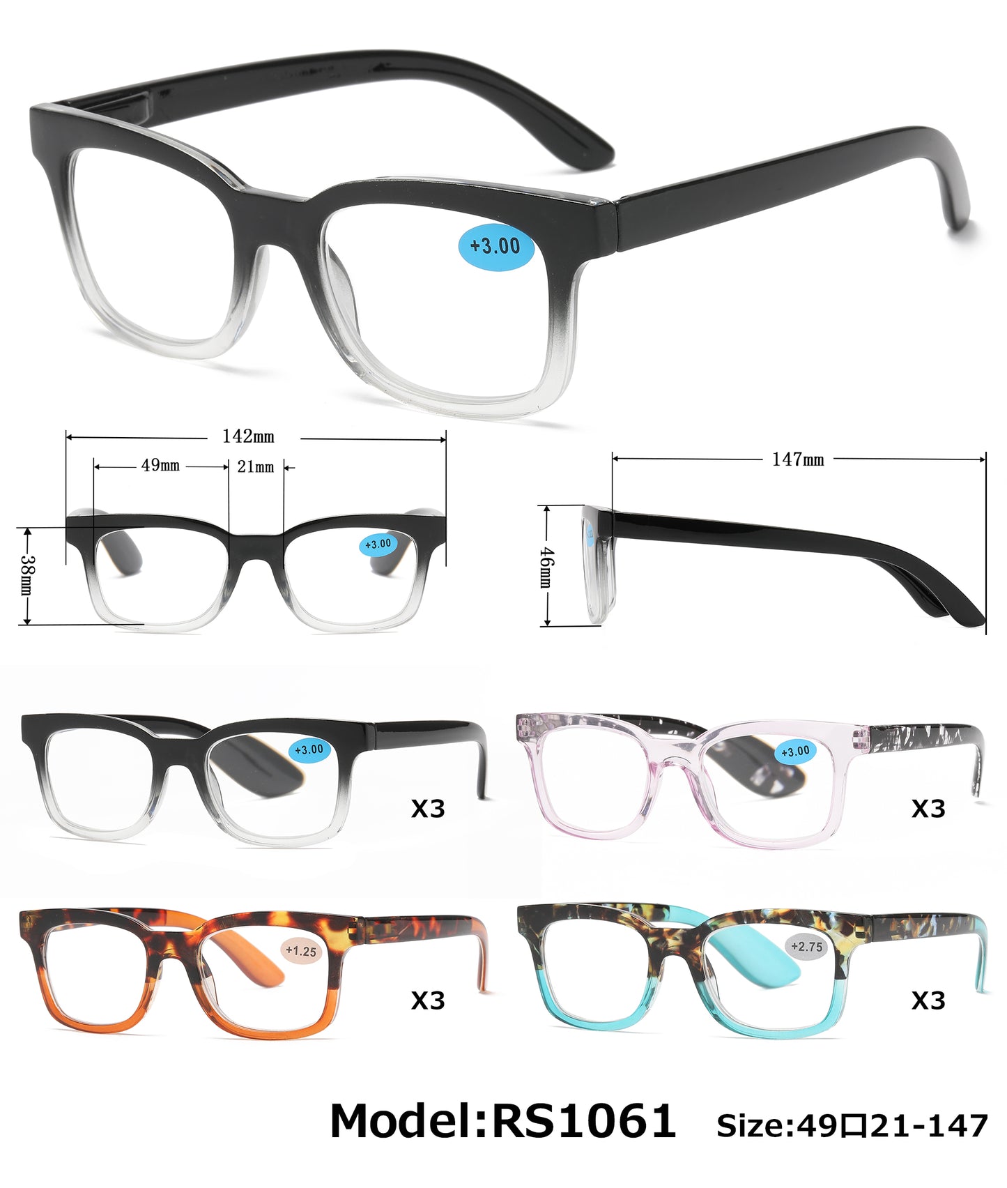 RS 1061 - Large Plastic Reading Glasses