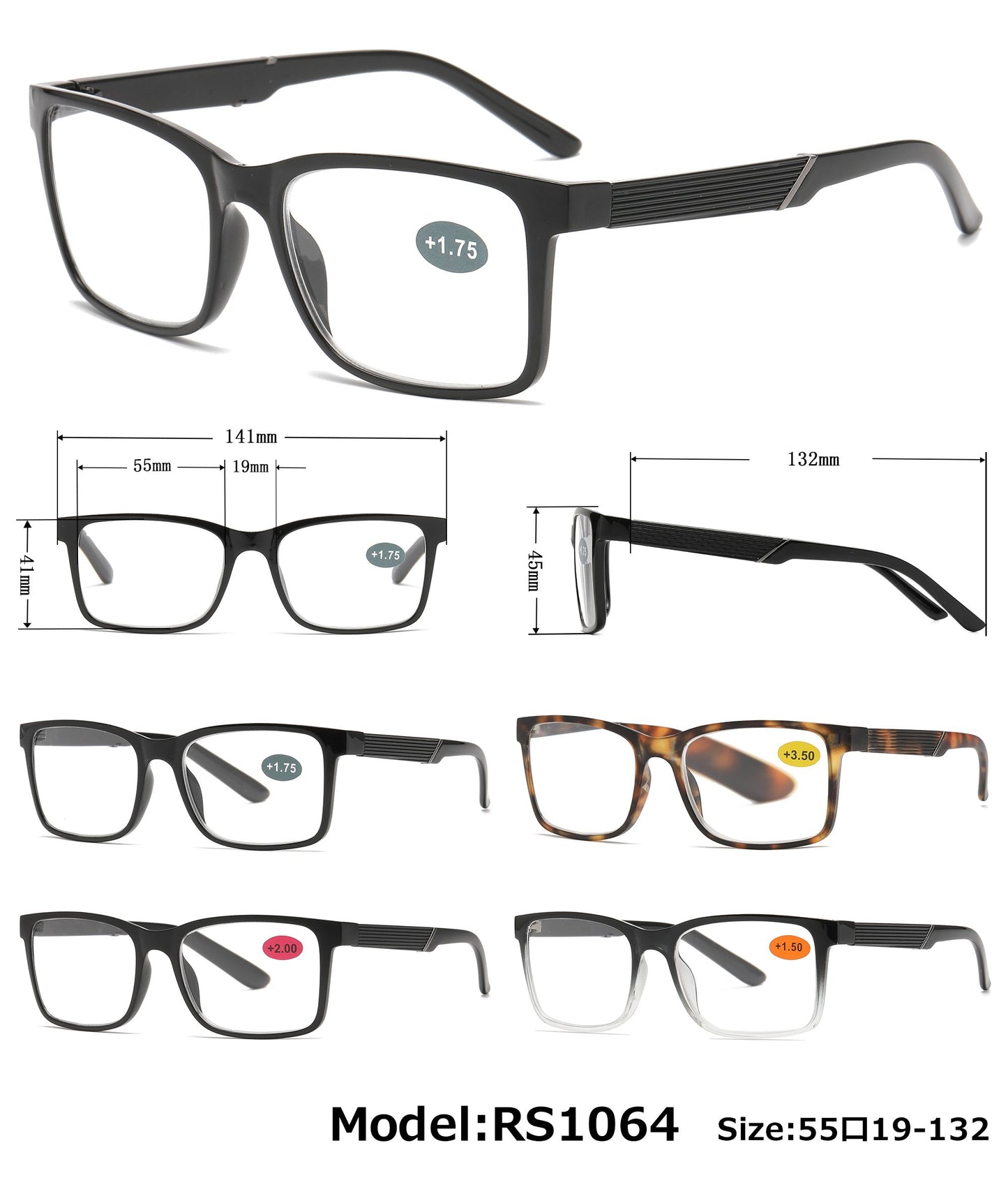RS 1064 - Plastic Large Men's Reading Glasses